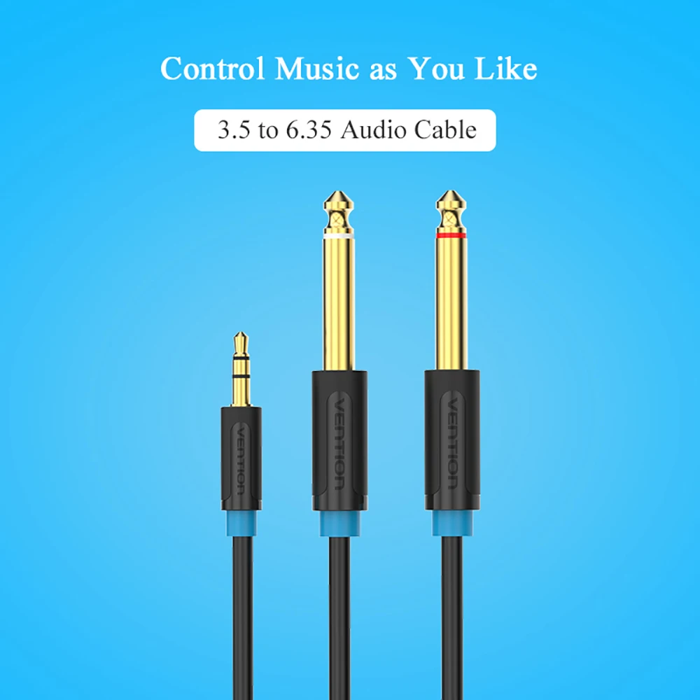 Аудиокабель Vention со штекером 6 35 мм 1/4 дюйма 1/8 на стерео|vention audio cable|audio cablejack aux |