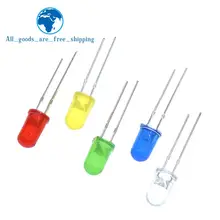 1000 шт. 5 мм светодиодный белый/синий/красный/желтый/зеленый светильник/5 мм белый светодиодный светодиод F5mm белый светодиодный