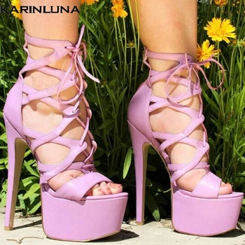 

Karinluna Luxury Large Size 47 Sexy Party Platform Women Shoes Gladiator Summer Wedding Thin High Heels Shoes Woman Sandals