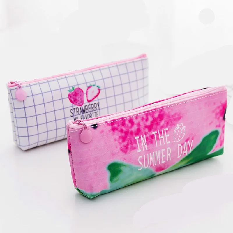 

New Creative Pencil Case Lovely Strawberry PU Leather Pen Bag with Large Capacity Young Girls Student School Supplies Stationery