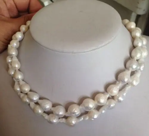 

huij 001105 12-16MM NATURAL SOUTH SEA GENUINE WHITE PEARL NECKLACE