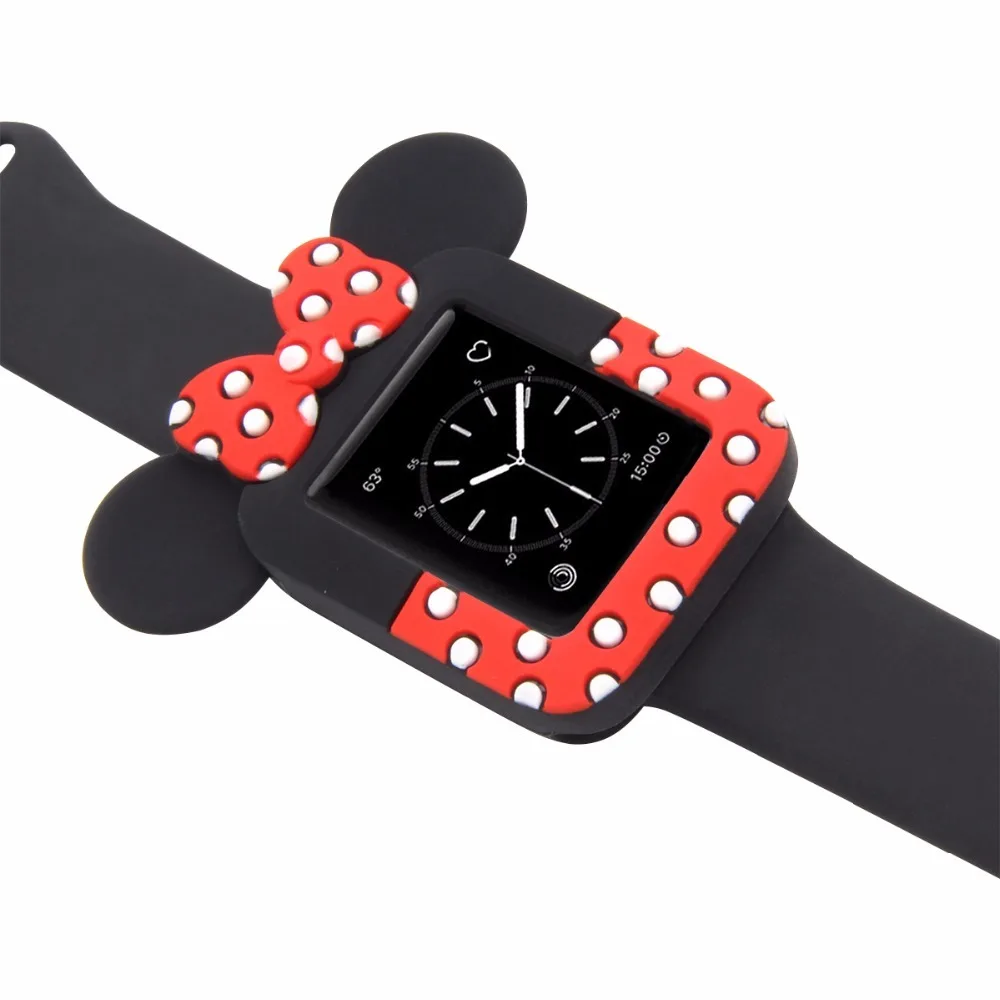 Новые часы Ремешки для наручных часов мягкие чехлы для iWatch серии 123 чехол для Apple Watch 38 мм 42 мм милые Минни корпус для мыши