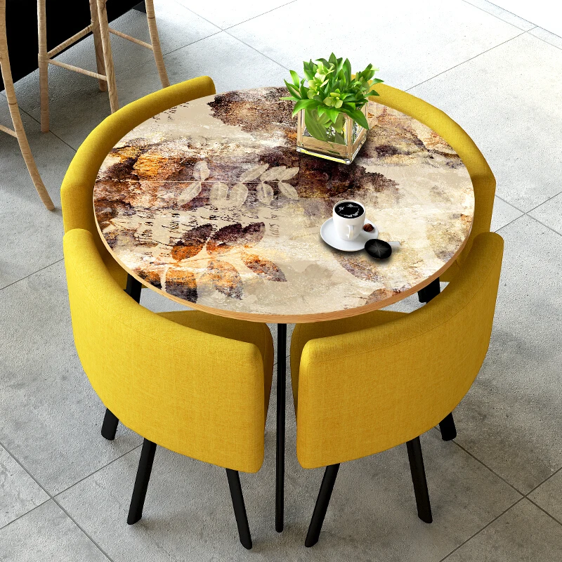 

Free shipping Self-Adhesive Removable Home Decor Retro Leaves Pattern Round Floor Sticker Table Sticker Wall Sticker