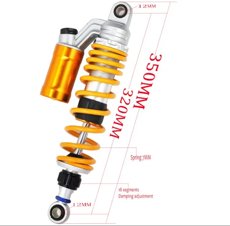 1 пара 320 мм 340 мм 360 мм Воздушный амортизатор мотоцикла задняя подвеска для HONDA SUZUKI Kawasaki Aprilia YMAHA желтый