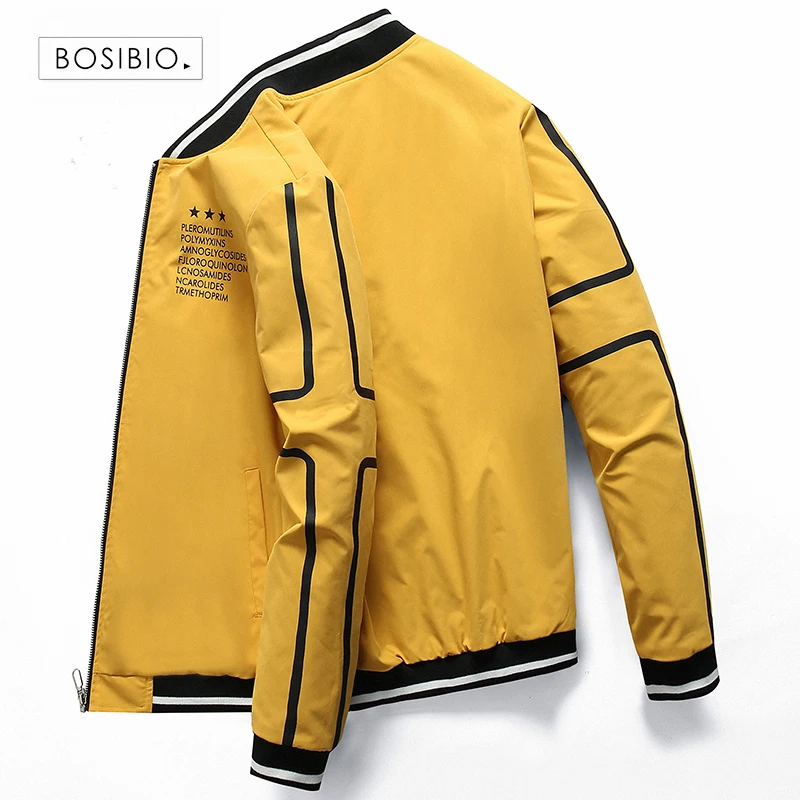 BOSIBIO/весенне-осенняя мужская куртка с модным принтом на молнии, куртка-бомбер, Мужская Уличная одежда в стиле хип-хоп, облегающая одежда, Размер 4XL LH-6