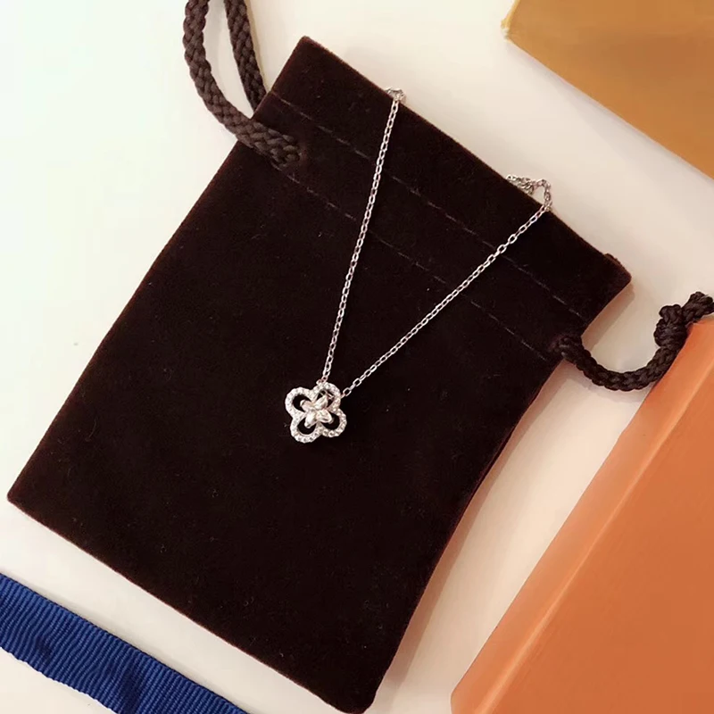 

Brand Pure 925 Sterling Silver Jewelry For Women Rose Neckalce Flower Pendant Charm Lucxy Party Rose Flower Necklace Top Quality