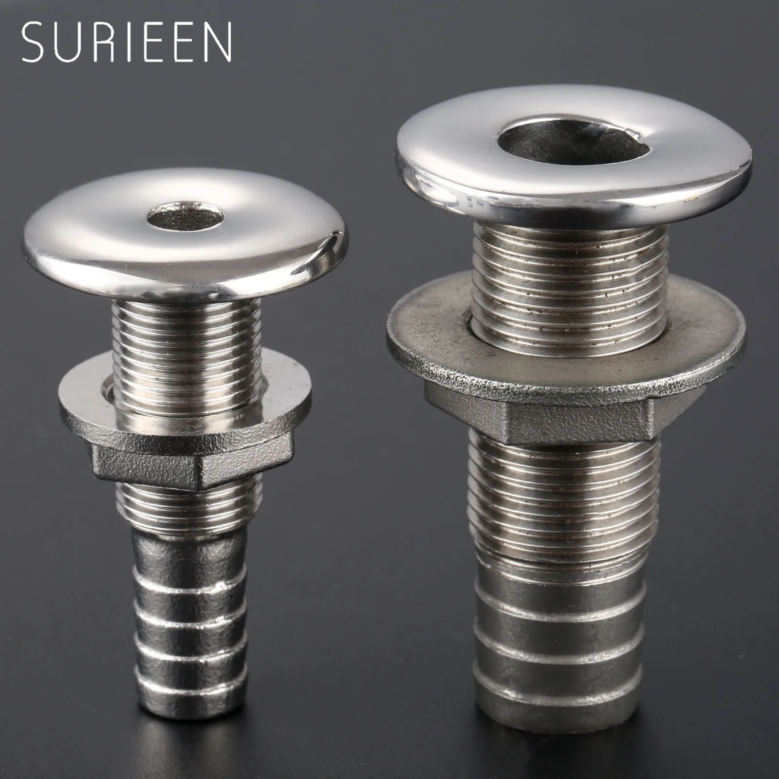 SURIEEN Corrosion Resistance Boat Marine Outlet Drain Joint Stainless Steel Boat Thru Hull Fitting For 1/2