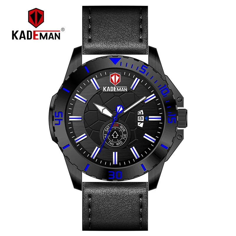 KADEMAN мужские спортивные часы 3ATM автоматические кварцевые часы с датой Топ брендовые Дизайнерские наручные часы Модные Военные мужские часы - Цвет: 6123G-B-BE-B