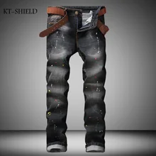 brand Designer Printed biker jeans Men Fashion Brand Elastic jeans homme High Quality Ripped Jeans For Men Denim Hip Hop Pants