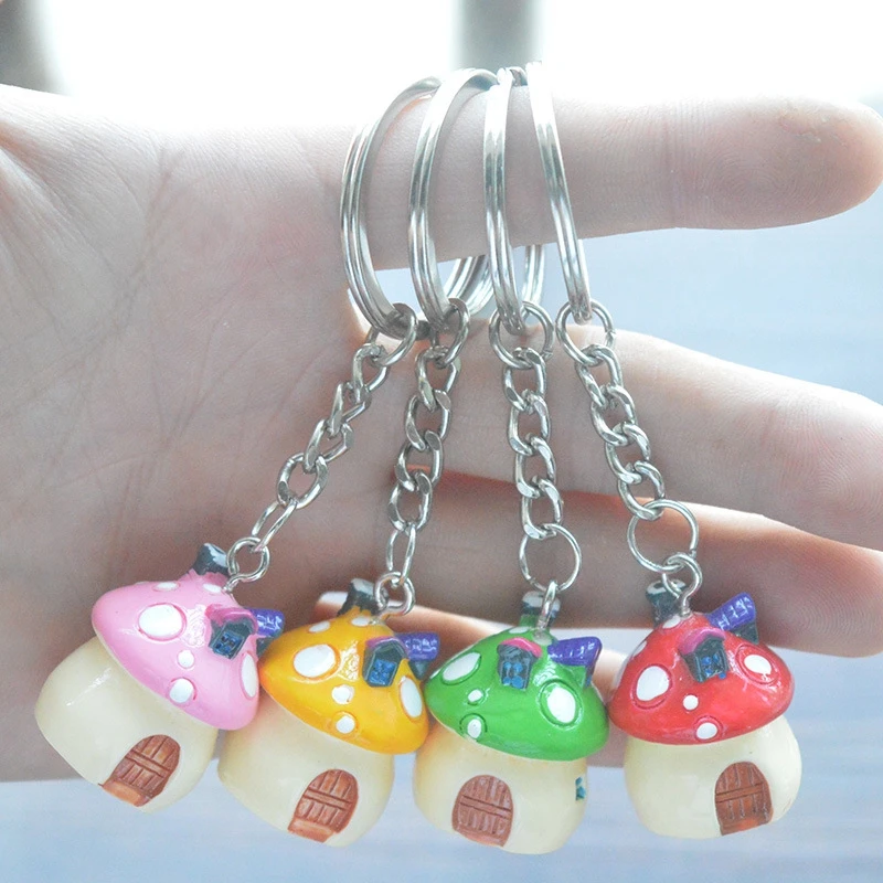 The New Colorful Mushroom Keychain Mini Fungo Keyring Pendant Kids Toy