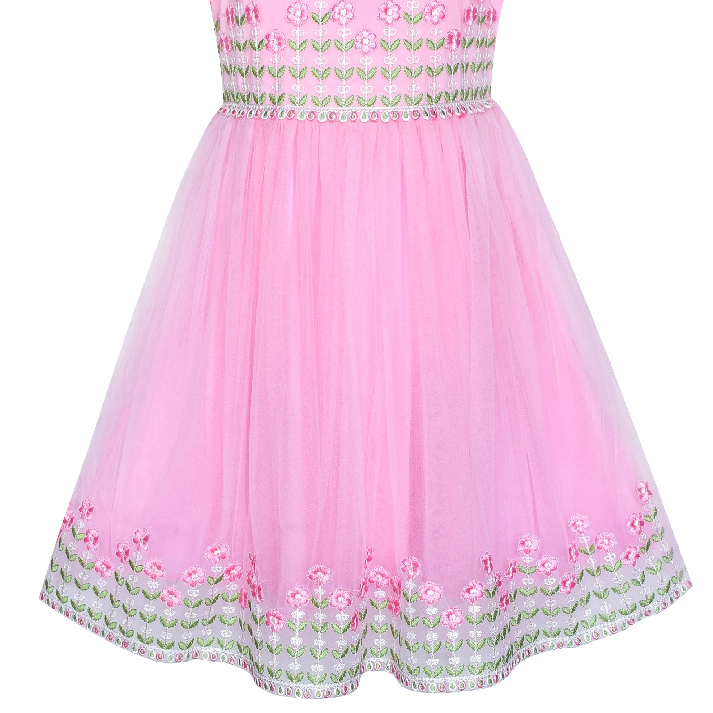 Sunny Fashion платья для девочек Цветок Девушка Платье Белый воротничок Розовый