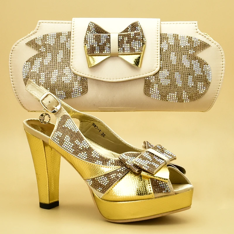 

New Arrival Sales In Women Matching Shoes and Bag Set Decorated with Appliques African Shoes and Bags Matching Set Sexy Heels