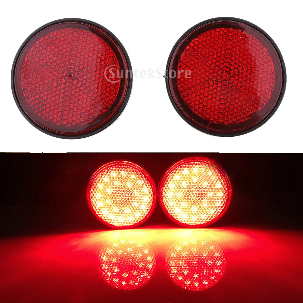 

Plastic Car Auto Round Chrome Red Reflective Sticker Self Adhesive Reflector Warning Sign Fits for Motorcycle Bicycles ATV