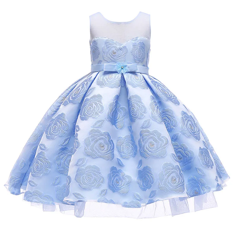 

4212 Floral Embroidery Costume Princess Baby Girl Dress Summer Wedding Party Kids Dresses For Girls Wholesale baby girl clothes