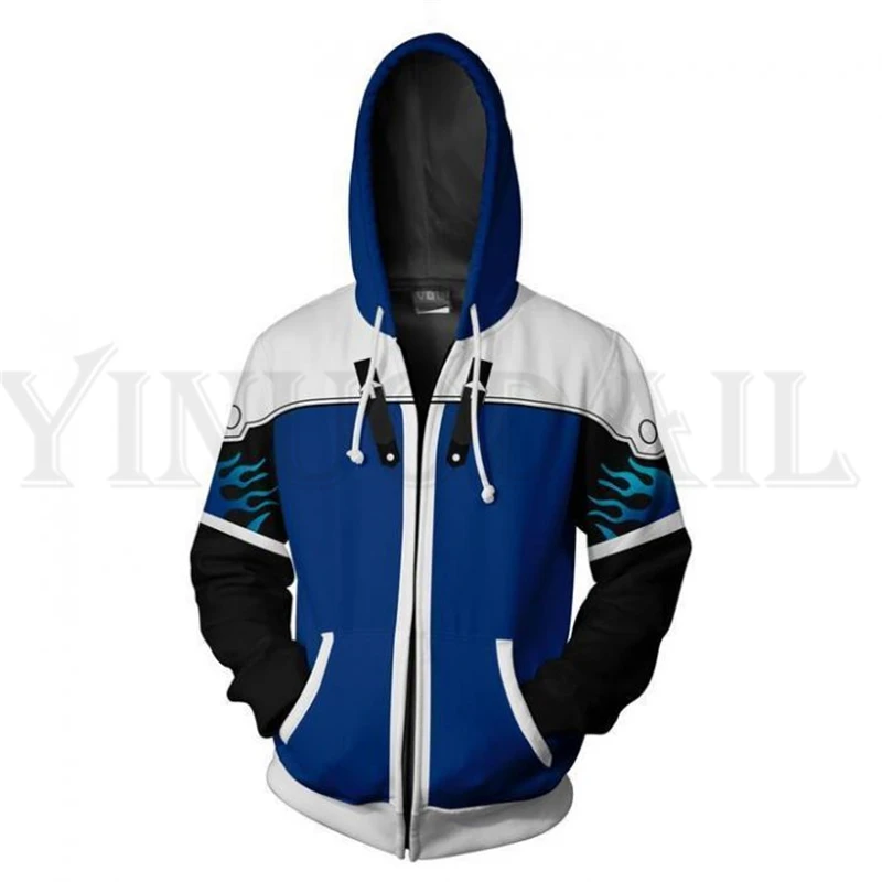

Anime Kingdom Hearts Sweatshirts Men and Women Blue Zipper Hoodies Sora 3d Print Hooded Jacket for Boys Harajuku Streetwear