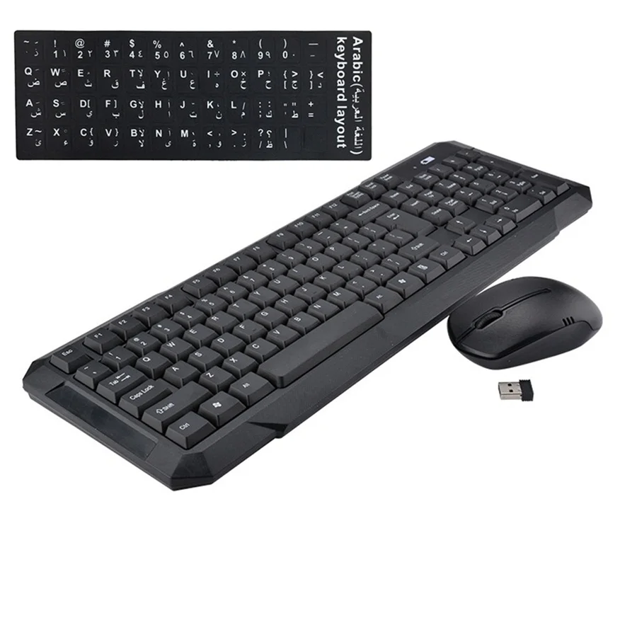 Arabic-black Kemile 2,4G Беспроводная оптическая мышь комбинированная, для компьютера PC Smart tv для MAC клавиатура мышь игровая офисная Русская клавиатура - Цвет: Arabic-black