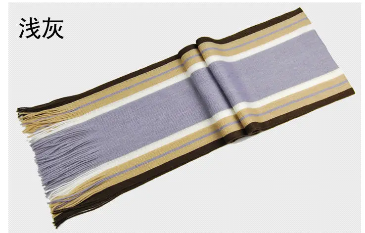 light grey Модный дизайнерский мужской классический кашемировый шарф, зимний теплый мягкий полосатый шалевая накидка с бахромой в виде кисточек, полосатый шарф, мужские шарфы - Цвет: light grey