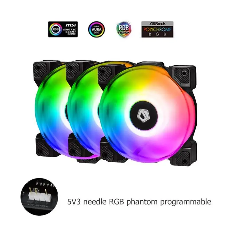 

3pcs Computer Cooling Parts Dual Ball Bearing Cooling Fan DF-12025-ARGB TRIO Motherboard Sync PWM PC Case Cooler Cooling System