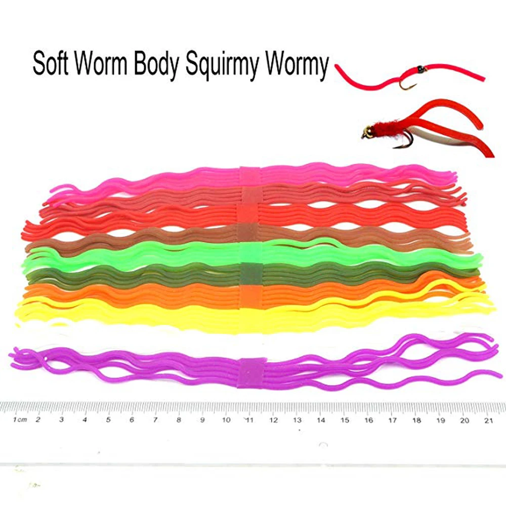 Variety Pack SQUIRMY WORMY Fly Tying Material Red//Blood Red//Orange//Dark Purple