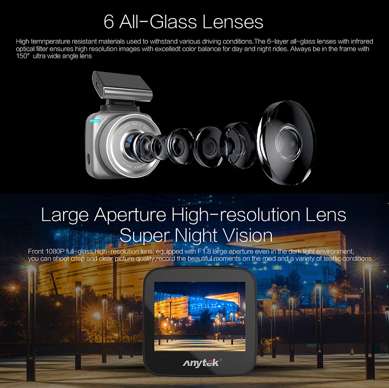 Anytek Q2 2.0IPS Touch Screen Dash Cam (3)