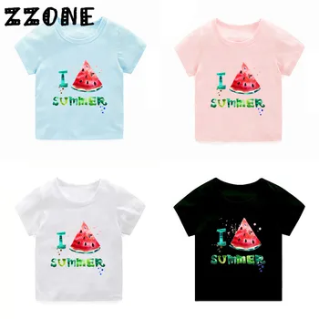 

2019 I Love Summer Watermelon Design Children’s T-shirts Kids Funny Casual Tops Boys/Girls Clothes Baby T shirt,2214A