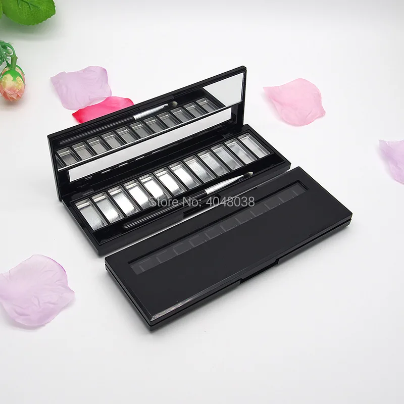 DIY Cosmtic Compact Eye Shadow Palette Rectangle 12 Grids Eyeshadow Container Black Empty Lipstick Packing Box 20 pcs (3)