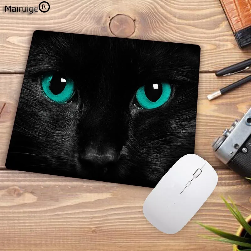Mairuige большая акция кошка зеленые глаза кошка лицо геймер игровой коврик для мыши дизайн узор компьютерный коврик для мыши игровой коврик для мыши 22X18 см