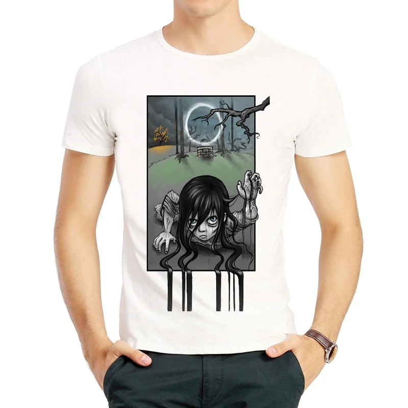 Scary Movie The Ring T Shirt Fashion Short Sleeve White Color The Rings