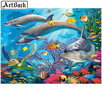 

New 5d diy diamond painting seabed fish pattern full square round resin drill mosaic rhinestone 3d stick diamond embroidery