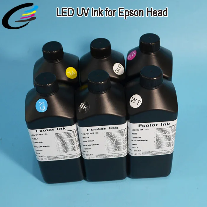 C, M, Y, K, Clear + Clear Roland Eco UV Curable Ink LEC 540 LEC 330 LEC 300in Ink Refill Kits