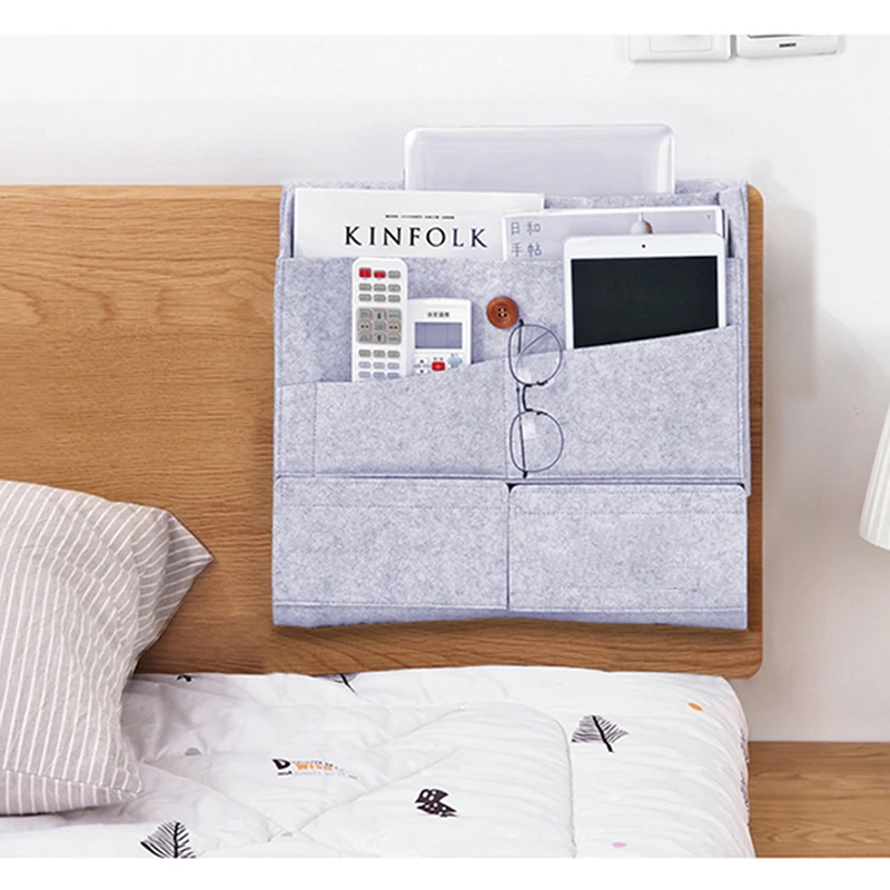 

Creative Felt Bedside storage bag bedroom Storage Organizer Magazine pouch Tissue box finishing bags wall phone holder pocket