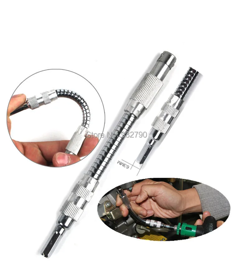 

6.3MM Flex Flexible Bendable Extended Extension Magnetic Screwdriver Bit Tip Holder Hex Universal Connecting Rod Power Drills