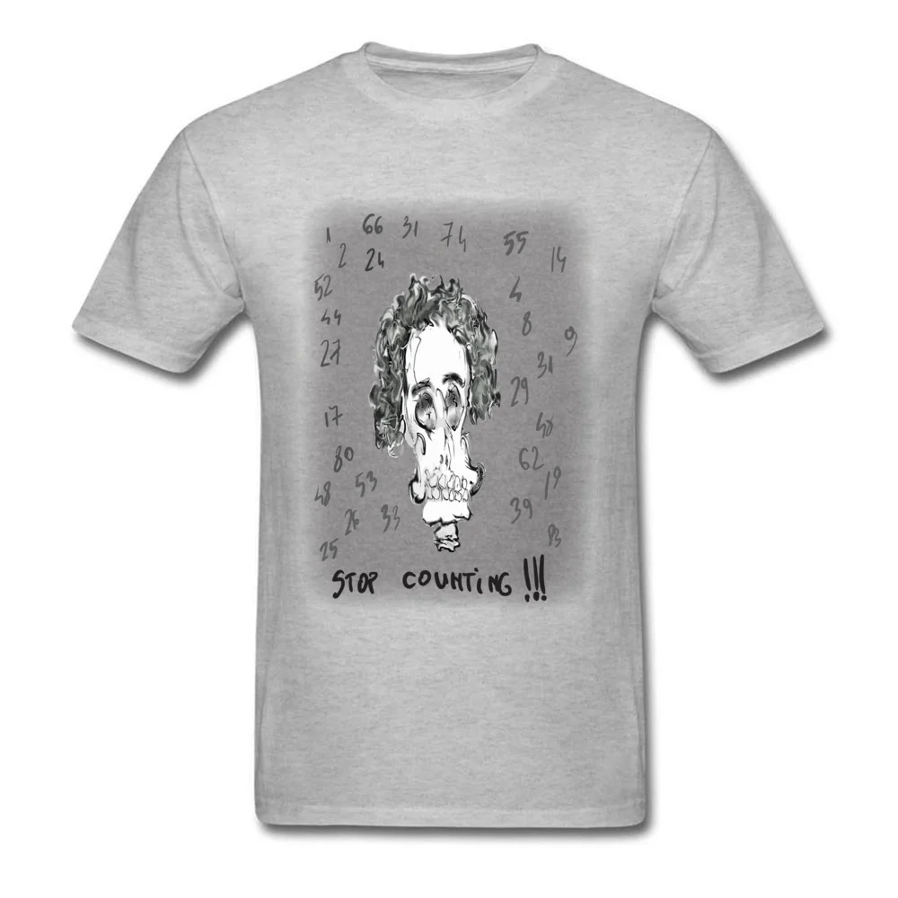 Casual SKULL Round Neck Tshirts VALENTINE DAY Tops Shirts Short Sleeve for Men High Quality 100% Cotton Family T-shirts SKULL grey