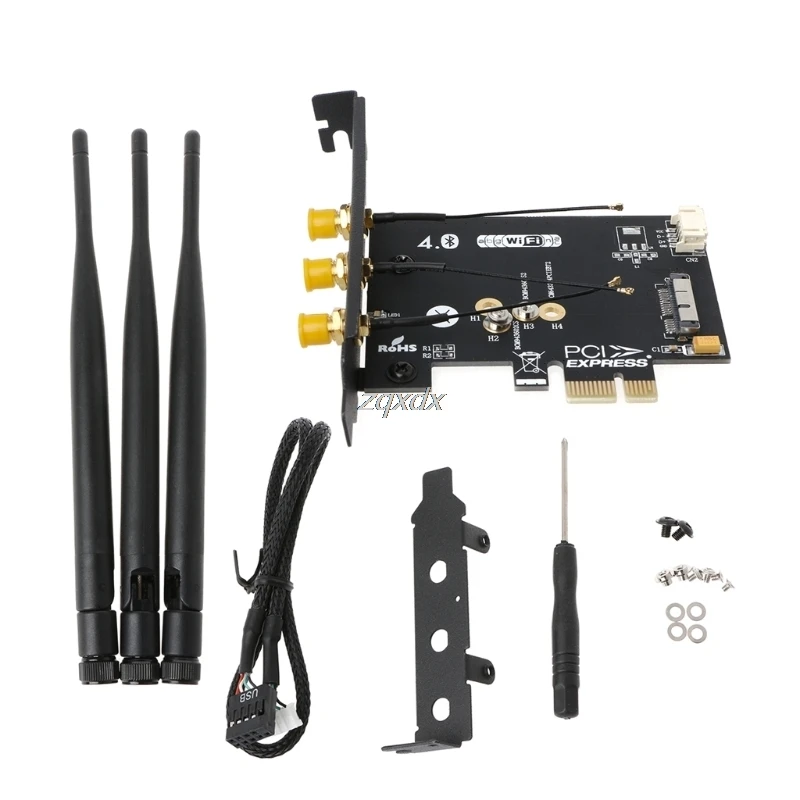 WiFi + Bluetooth 4.0 Wireless Card To Mini PCI E 1X Adapter For PC