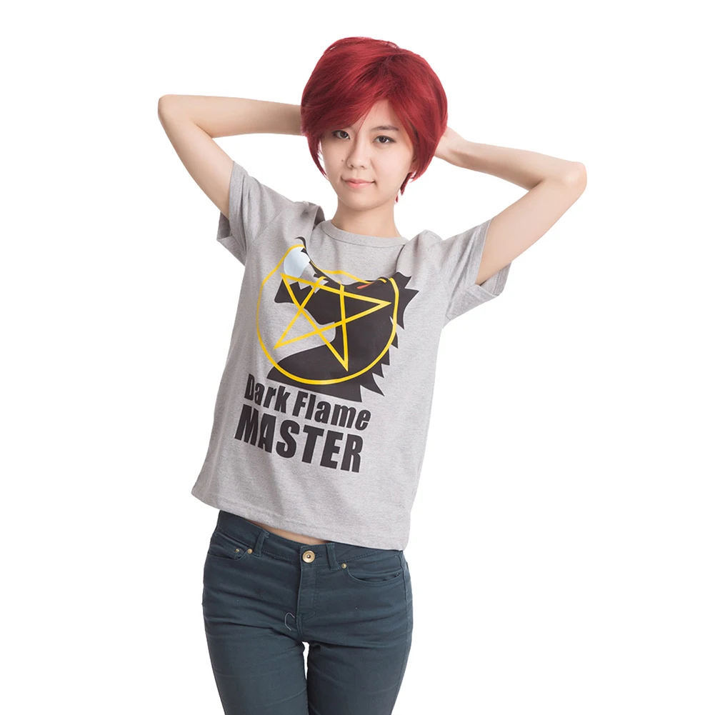 

Chuunibyou Demo Koi Ga Shitai Cosplay Togashi Yuuta Dark Flame Master Costume Cartoon Logo Tee Shirt Short-Sleeved T-Shirt Tops