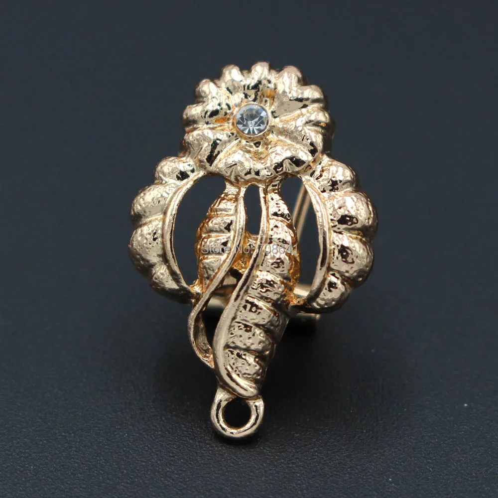 

Metal Earrings Post with Loop Clip Stud Earrings Paved Rhinestone CZ Accessories DIY Findings Vintage Earrings for Women 17*26mm
