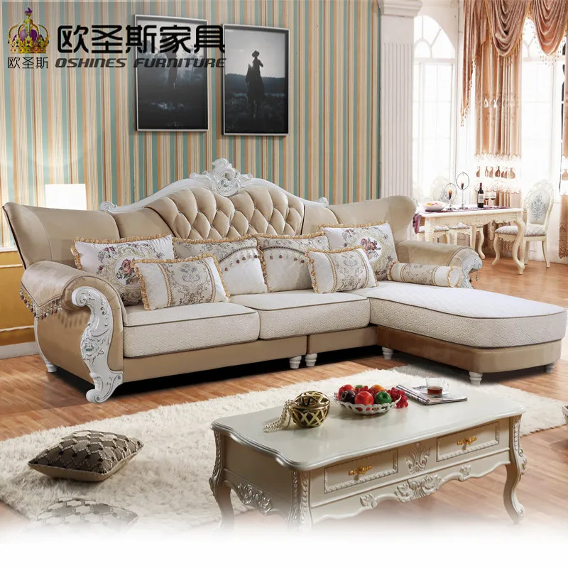 Mewah L Berbentuk Sectional Ruang Tamu Furniutre Desain Sudut Klasik