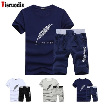 

Summer Fashion Brand 2019 Sportsuits Set Men 2PC Top Short Set Mens Stand Collar 2 Pieces T-shirt Shorts Fitness Suits Tracksuit