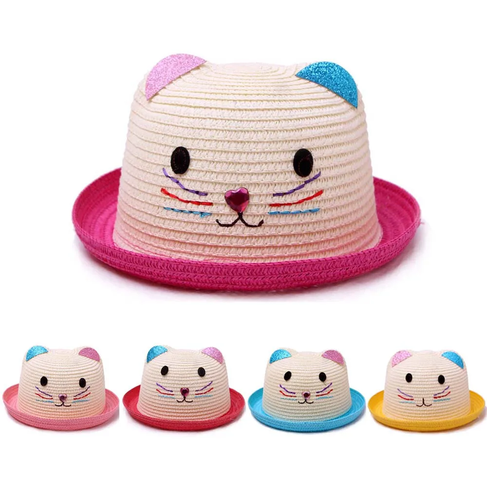 Summer Baby Cartoon Breathable Hat Straw Hat Kids Hat Boy Girls Sun Hat Cap 2-6Y