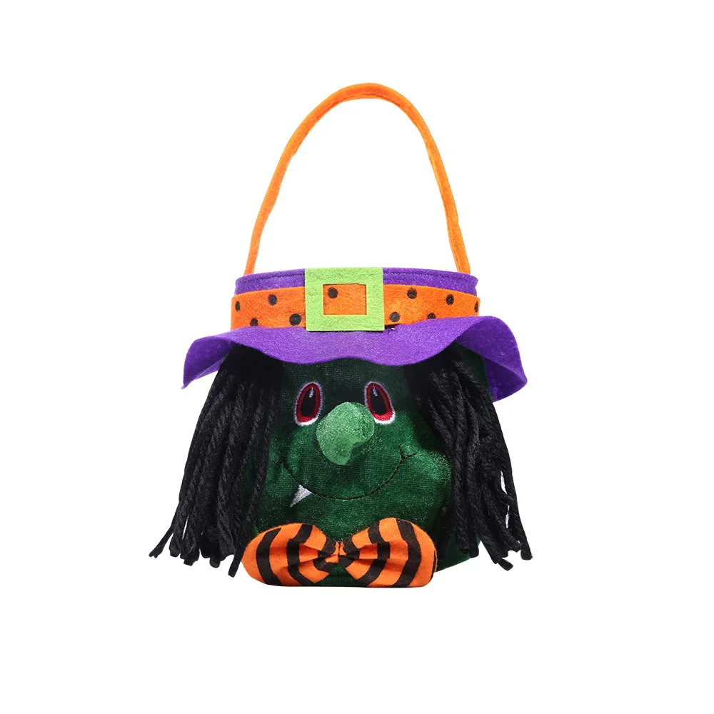 Halloween Candy Gift Bags With Round Cap Tote Bags Pumpkin Witch Black Cat Shape Cloth Sweets Candies Bag Hot Sales - Цвет: A