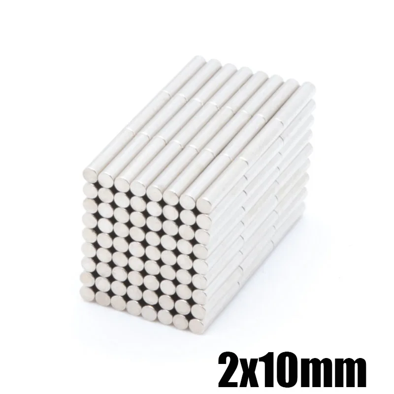 

500pcs Rare earth magnets cylindrical 2x10 mm neodymium iron boron magnets magnetic steel strong magnetic 2*10mm