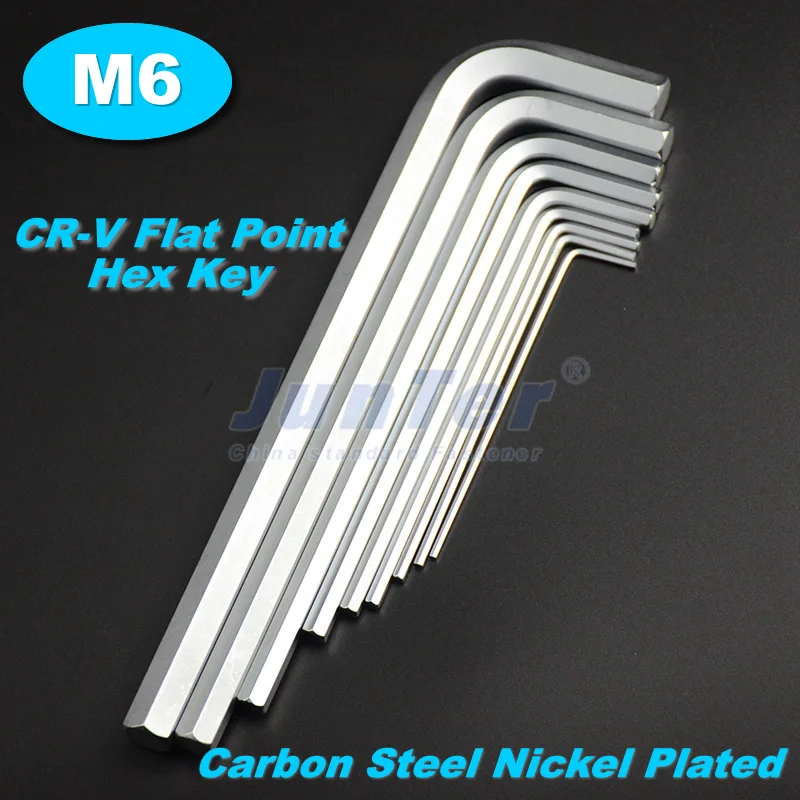 

10pcs/lot M6(6mm) CR-V Flat Point Carbon Steel Nickel Plated Hex Key Allen Wrench Metric
