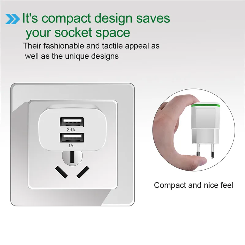 Двойное USB зарядное устройство 2A Быстрая зарядка Путешествия ЕС вилка адаптер портативное Сетевое зарядное устройство кабель мобильного телефона для iPhone samsung Xiaomi