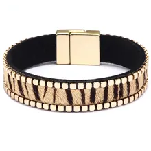 Магнит Модные животные Зебра черные кожаные женские браслеты Женский винтажный браслет мужской Homme ювелирные аксессуары