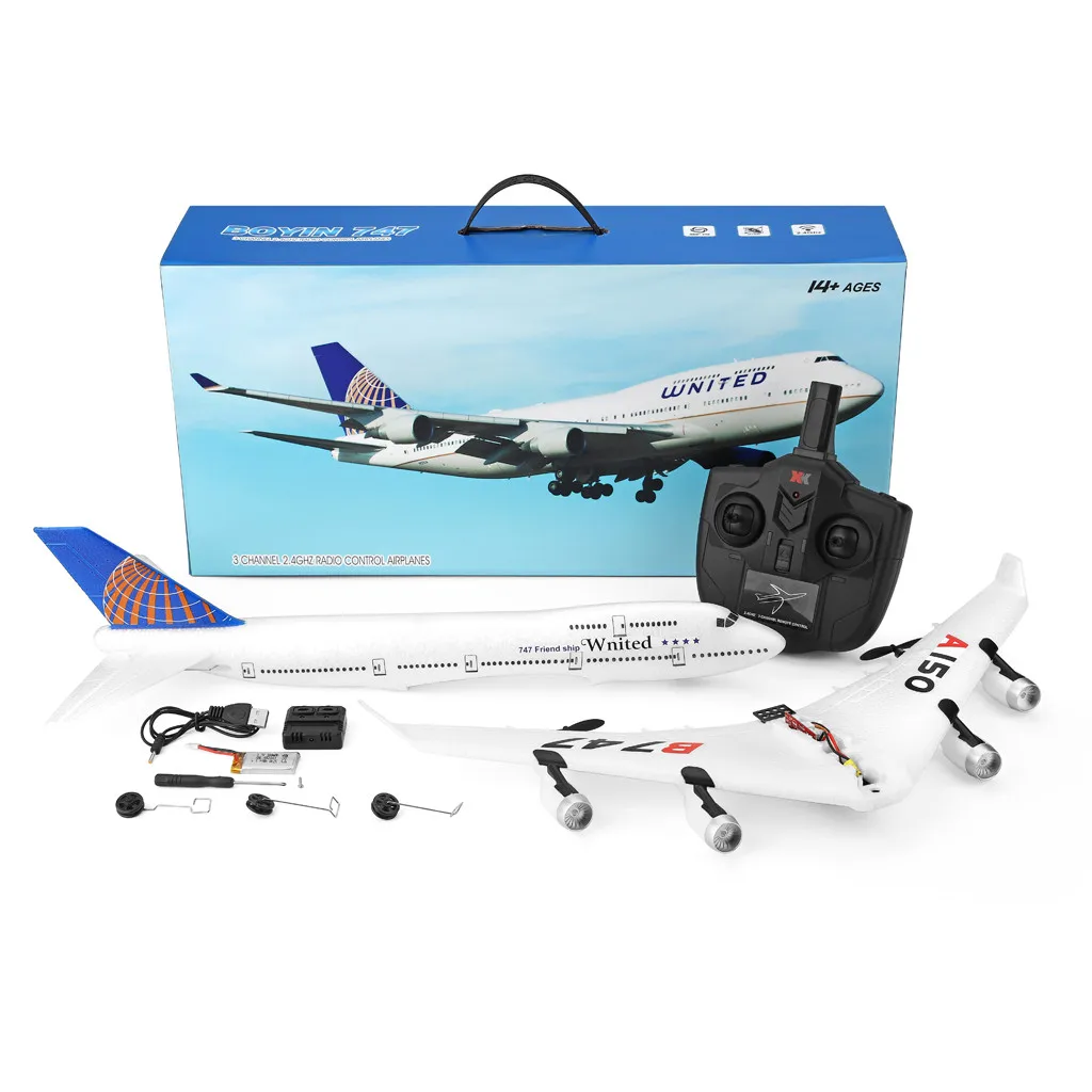 

HIINST WLtoys A150- B747 3CH 2.4G RC Airplane RTF Remote Control Glider Sailplane Cfly Dream Drone Follow Me 19APR22 P35