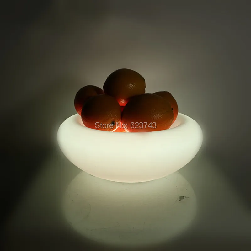 4pcs/lot Plastic rechargeable flashing Color changing led fruit serving tray remote control led fruit bowl plate for pub party