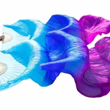 1 пара, шелк, для фанатов танцев, бамбуковые ребра, реквизит для выступлений на сцене, окрашенные вееры, для женщин, для танца живота, шелковые вееры, бирюзовый+ королевский синий+ фиолетовый