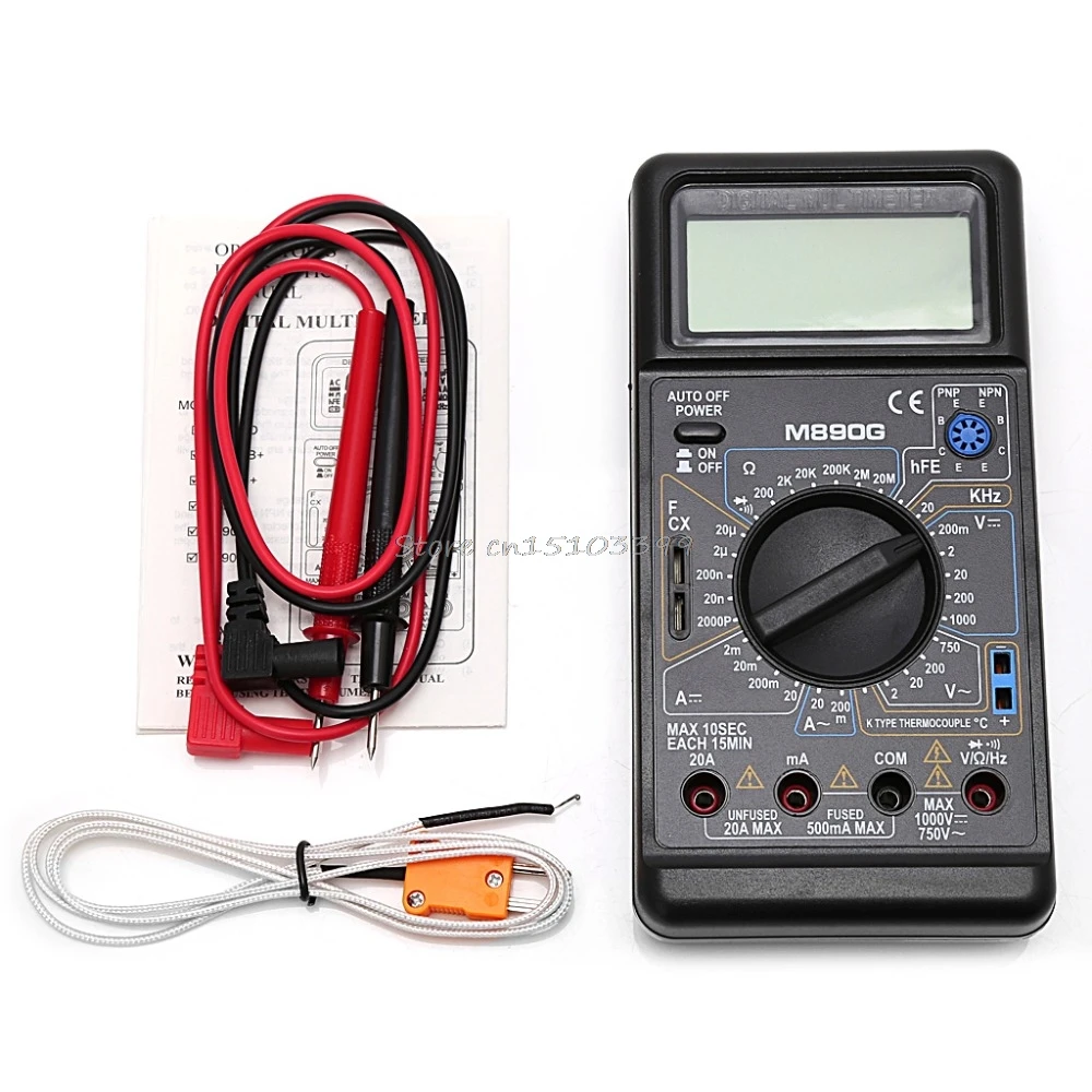 

M890G Digital Multimeter DMM AC DC Volt Amp ohm Temperature Meter Tester Tool Frequency Meter Test Tools