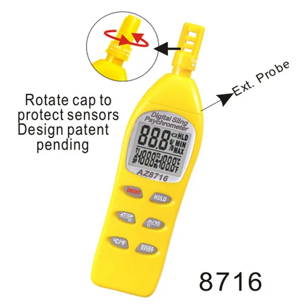AZ8716 ручной Температура и Влажность метр тестер