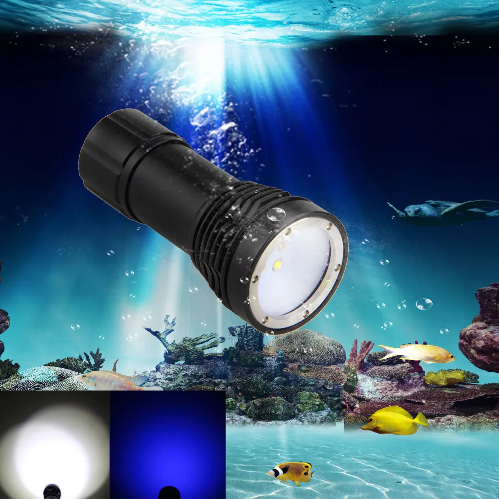 6000LM 4xWhite+2xRed LED Photography Scuba Diving Flashlight 26650 Video Lamp 